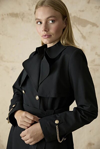 Zühre LESNA TRENÇ Trençkot SİYAH 13560