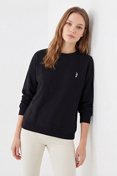 Rays 1021 Hanorac cu broderie pe piept, negru