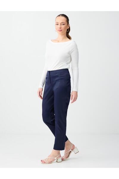 Jimmy Key Pantaloni bleumarin talie înaltă cu croială normală țesut gabardină