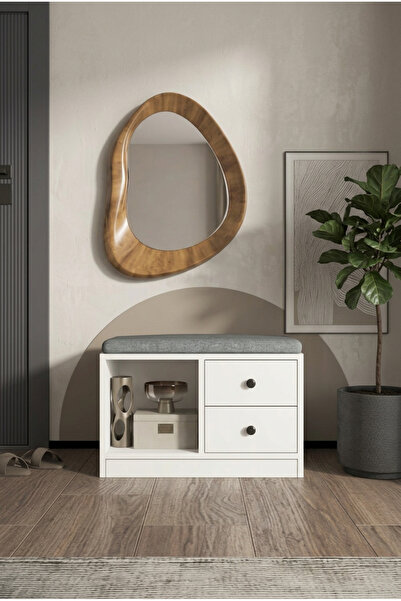 FOR WOMAN DESİGN Ahşap Çok Amaçlı Ayakkabılık ve Banklı Dolap Modern Antre Dü...