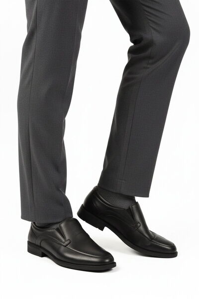 Aspor Black Laceless Leather Men's Casual Shoes