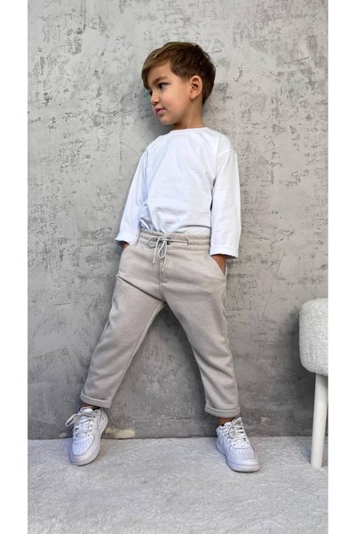 SİELA ÇOCUK Pantaloni jogger de culoare bej pentru băieți