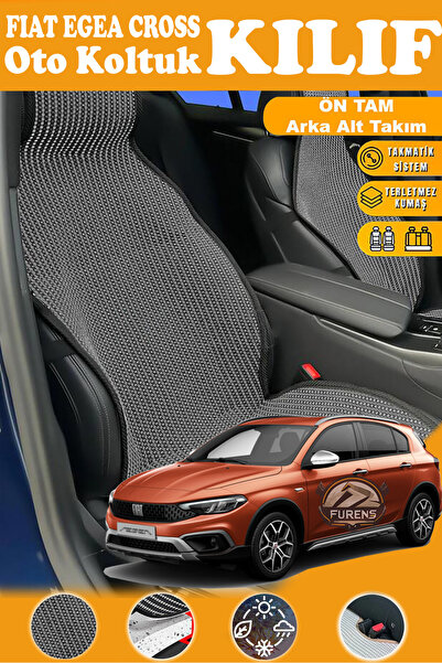Furens Fiat Egea Cross Uyumlu SİYAH PRESTİJ SERİSİ DOKUMA KUMAŞ OTO KOLTUK KI...