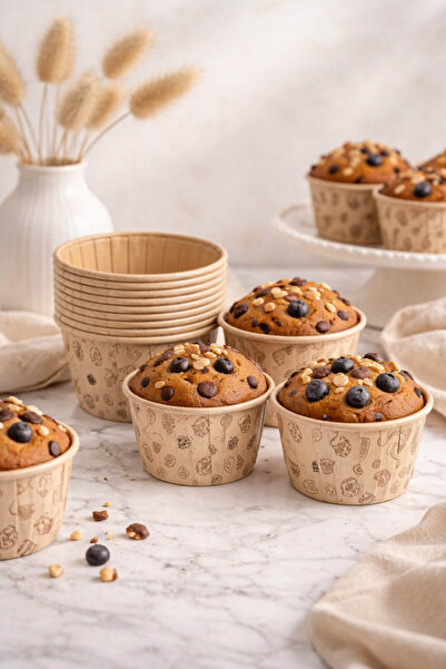 Anadolu Saray Kraft Patterned Muffin Cake Mold 12 Pieces |   Oven Resistant C...