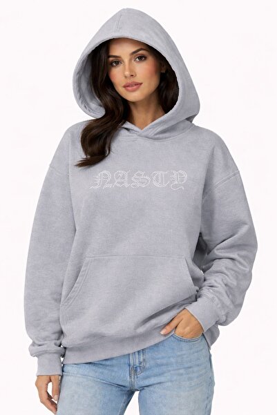 ZAVIXO -Women's Lines with Stones Printed Arsbd Sweatshirt 3 Threads Compact ...