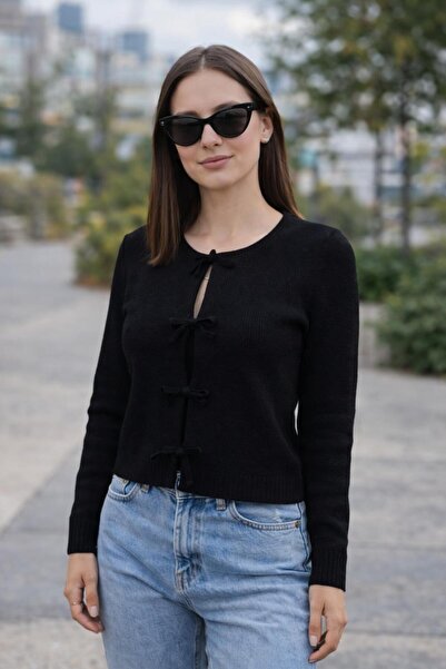 ÖZKURTOĞLU COLLECTİON Ζακέτα πλεκτό με λεπτομέρεια κορδέλας φιόγκου