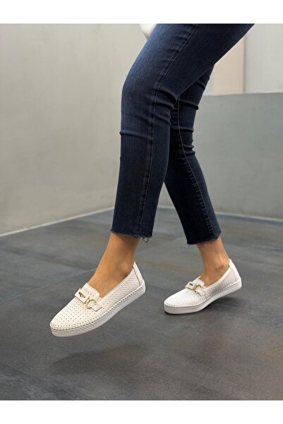 DİVA Λευκά Δερμάτινο Laser Με αγκράφα Γυναικεία Casual Παπούτσια