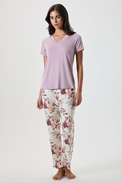 Catherine's Satin Collar Detail Pajama Set