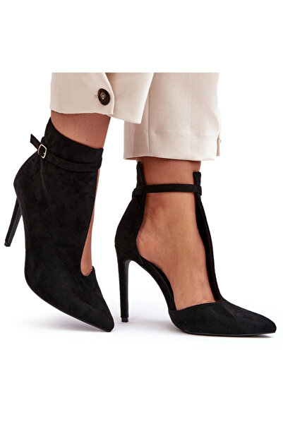 BOTO Tocuri din piele întoarsă pentru femei, negre, Amalundi, 36