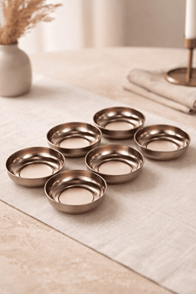 Sarkap Home 10 cm Çap, 3.2 cm Yükseklik 6'lı Açık Bronz Dondurmalık ve Çerezl...