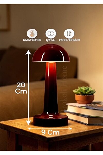 Brokoli Home Avec Dokunmatik Mantar Masa Lambası 3 Işık Renkli Dim Ayarlı Şar...