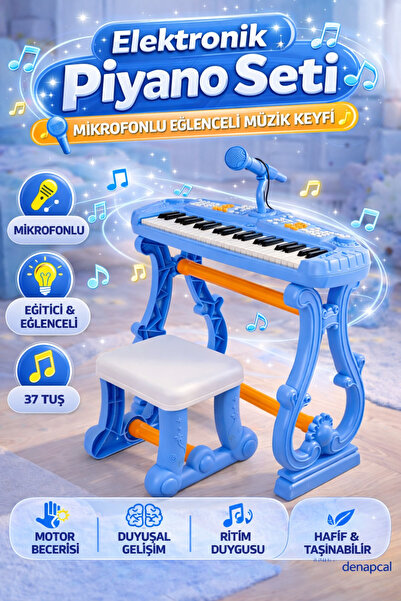 DENAPCAL Çocuk Piyano Oyuncak Mikrofonlu Org – Çocuk Org Piyano Müzik Oyuncağ...