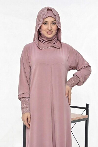 Mercan Hijab Lace Hooded Elbis