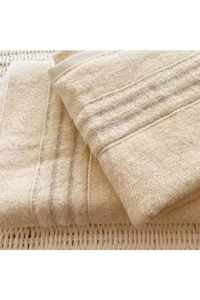 Studio Casa Set of 4 towels 100% Cotton, Cream, 50 X 90 cm,