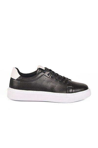 Aspor Black and White Lace-Up Men's Sneakers