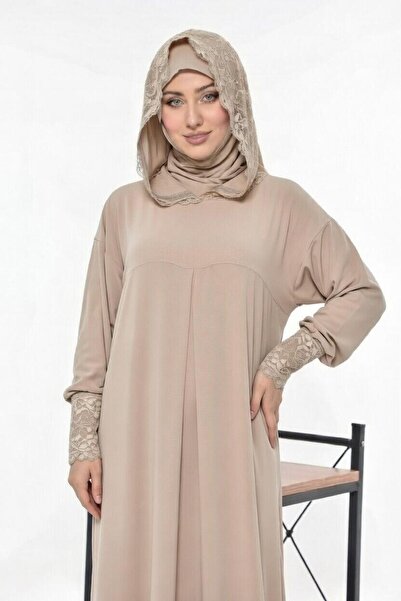 Mercan Hijab Lace Hooded Elbis