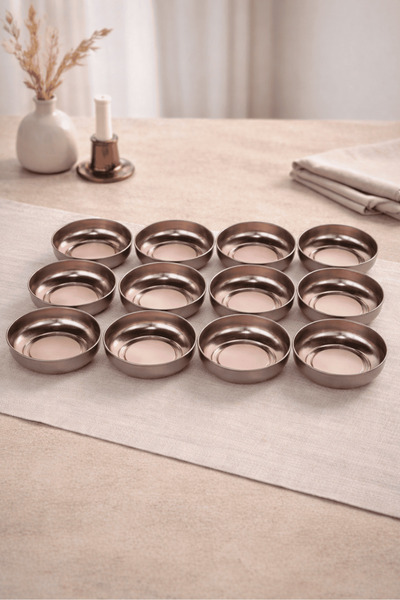 Sarkap Home 12'li Dondurmalık ve Çerezlik Seti - Açık Bronz 10 cm Çap, 3.2 cm...