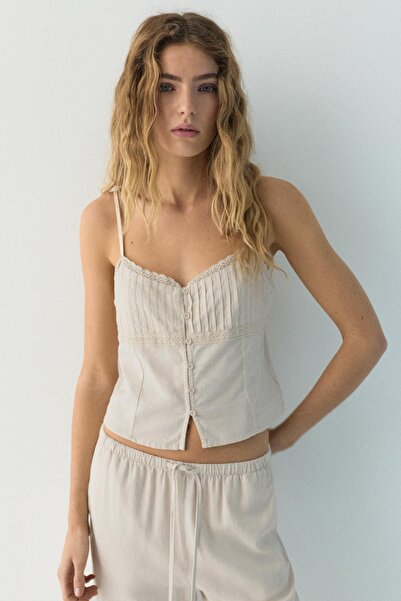 Pull & Bear Kısa dantelli askılı top