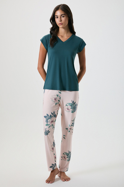 Catherine's Set de pijamale cu decolteu în V imprimeu floral