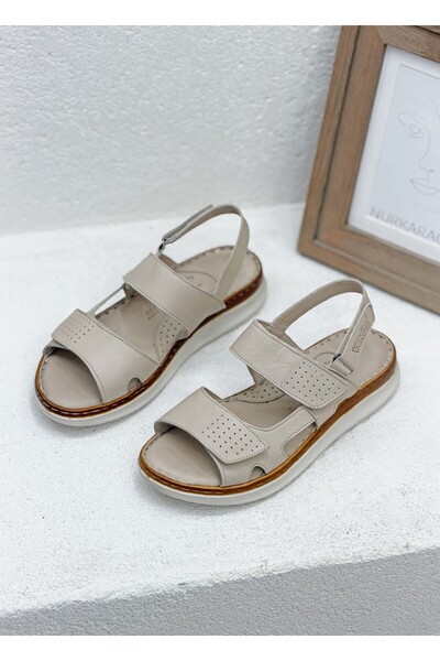 Venüs 24021724Y Haki̇ki̇ De Leather Rtopedi̇k Taban Women's Sandals Sandals T...