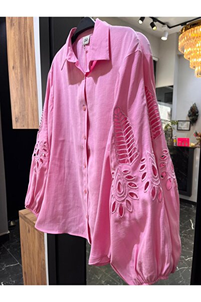 Butik KOLDA GÜPÜR DETAY GÖMLEK PEMBE