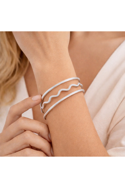 Gekas Kuyumculuk 925 Ayar 3 Adet Gümüş 7 Gram Ajda ve Zigzag Kombin Bilezik