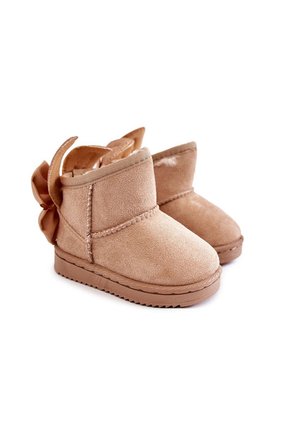 BOTO Girls' Warm Snow Boots With Bows Beige Meriva 24