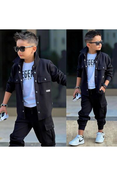 YİGİT BUTİK Set sport pentru băieți cu jachetă, 3 piese, elegant, casual