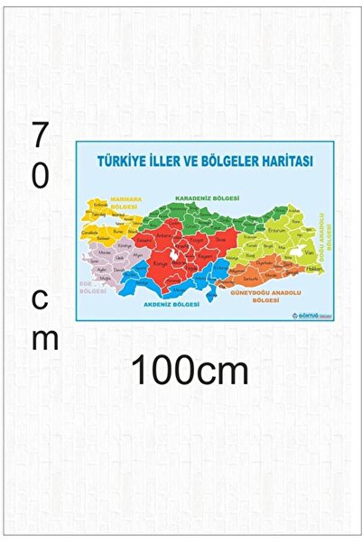 Göktuğ Hediyelik Türkiye Iller Ve Bölgeler Haritası Okul Panosu 100X70 Branda...