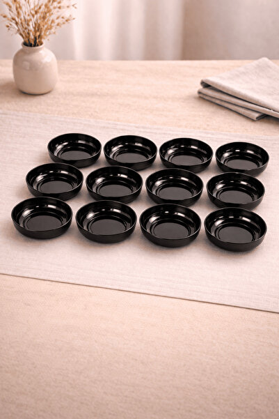 Sarkap Home 12'li Dondurmalık ve Çerezlik Seti - Parlak Siyah 10 cm Çap, 3.2 ...