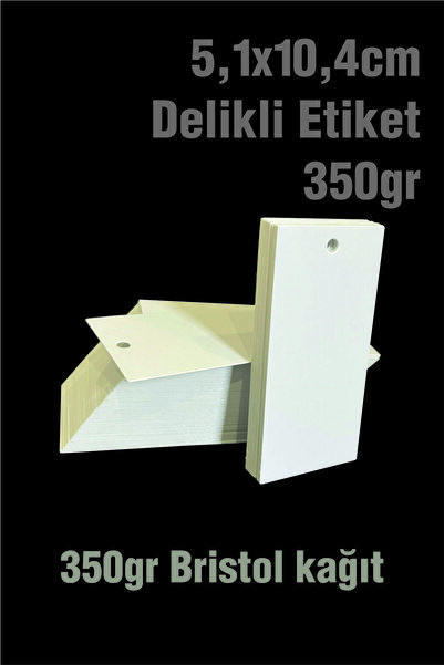 Spacepiks 100 Adet 350 gr Saf Beyaz Baskısız Delikli Etiket 5,1x10,4 Cm Boş Selefonsuz