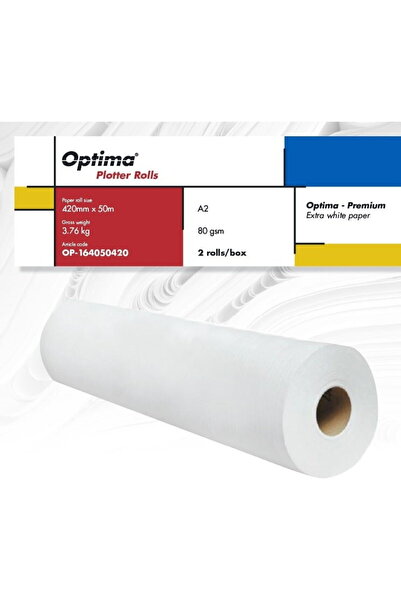 Optima Rolă plotter A2, 80gr, 420mm x 50m, 2 role/cutie, - Premium