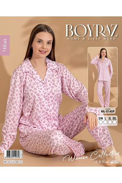 BEYAZTOPTAN Λευκό Γυναικείο Σετ Πιτζάμες με Μακριά Μανίκια Με σχέδιο - Σετ Βα...