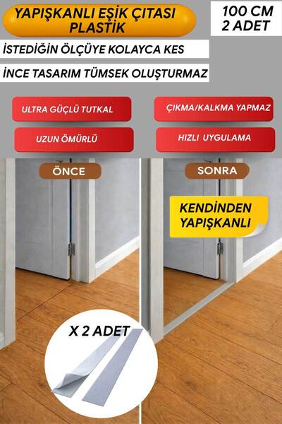 FixCaps Kendinden yapışkanlı Plastik Parke Eşik Çıtası 5 cm x 100 cm