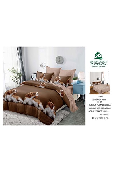 Antoniabeautyshop Finet 6-piece Duvet Cover Set with puppies C-909, double be...