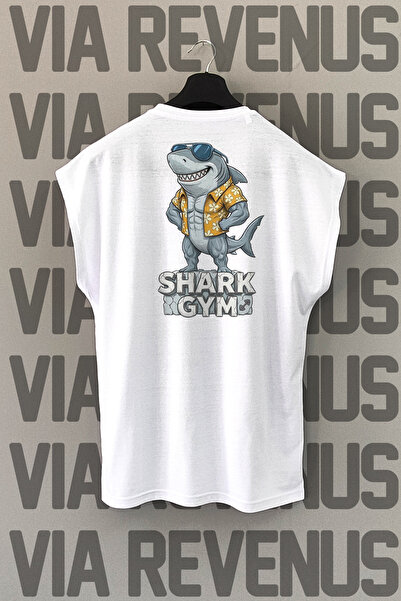 Vordevia Αθλητικό μπλουζάκι με μηδενικό μανίκι με στάμπα Shark Gym