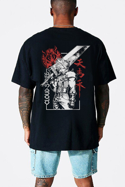 ROCKANDROLL Tricou pentru bărbați Giant Sword Hero supradimensionat negru