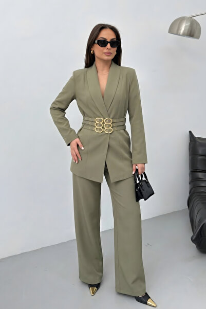 spirituel Set negru din două piese pentru femei, sacou căptușit elegant cu ce...