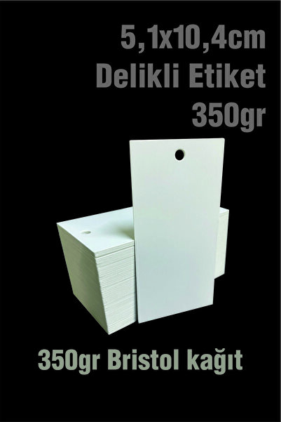 Spacepiks 100 Adet 350 gr Saf Beyaz Baskısız Delikli Etiket 5,1x10,4 Cm Boş Selefonsuz