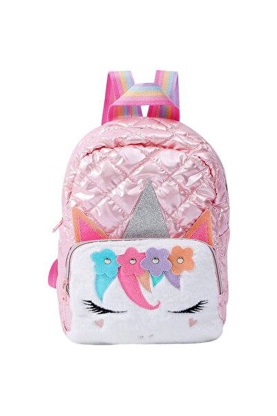 LEAN Quilted School Backpack for Kids with Unicorn, Pink, 32 cm