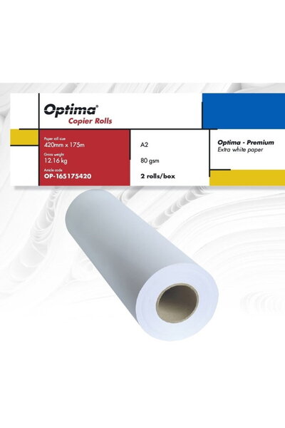 Optima Rolă A2 pentru copiator, 80g, 420mm x 175m, 2 role/cutie, - Premium