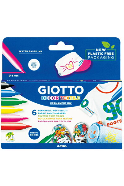 Giotto Permanent Markers for Textiles, 6 pcs/blister, Decor Textile