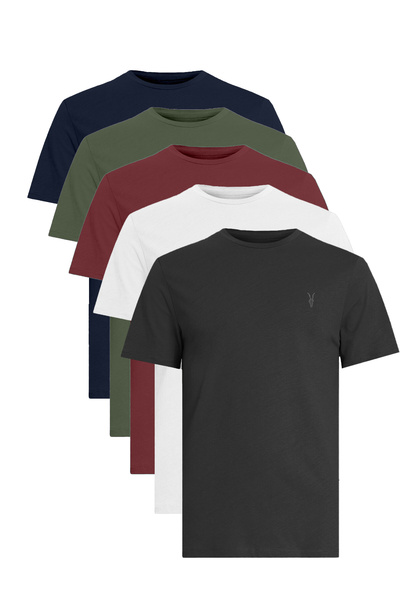 Alvora تي شيرت رجالي 100% قطن ستاندرد فوم بيتشر بيسك ريلاكسد مكون من 5 قطع