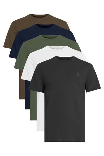 Alvora تي شيرت رجالي 100% قطن ستاندرد فوم بيتشر بيسك ريلاكسد مكون من 5 قطع