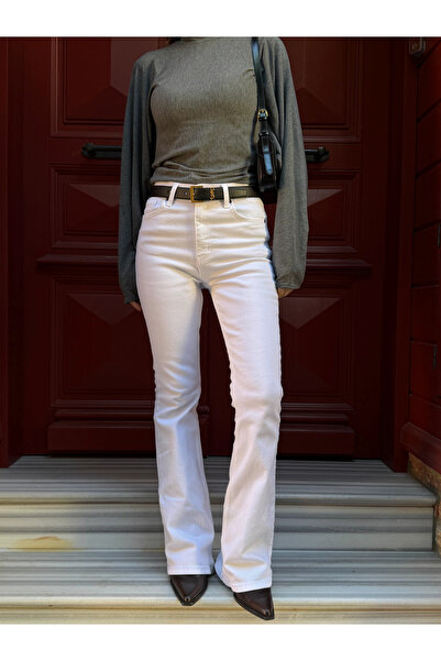 Laluvia Blugi albi evazat - 2106