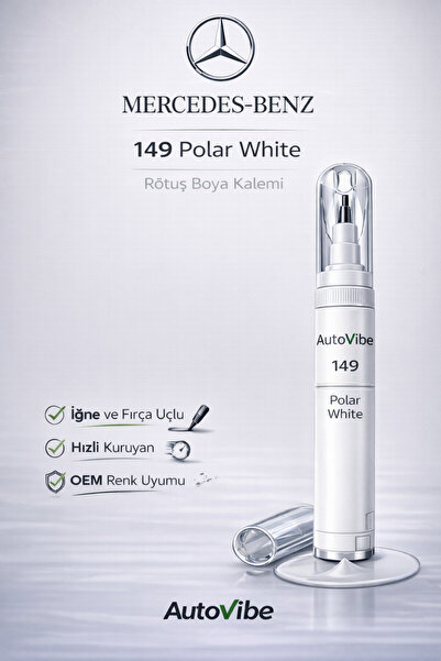 AutoVibe Mercedes-Benz Rötuş Boya Kalemi 149 Polar White