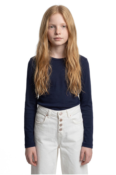 PAULMARK Girl's Corded Fabric Round Neck Blouse