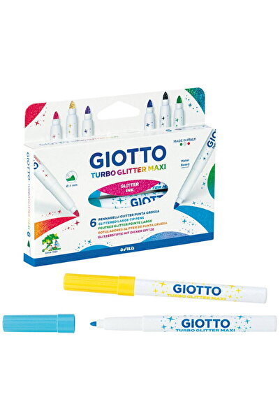 Giotto Markere cu sclipici Turbo, 6 culori/blister