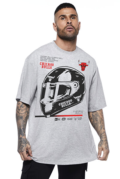ROCKANDROLL Chicago Racing Oversized Gray Men's T-Shirt