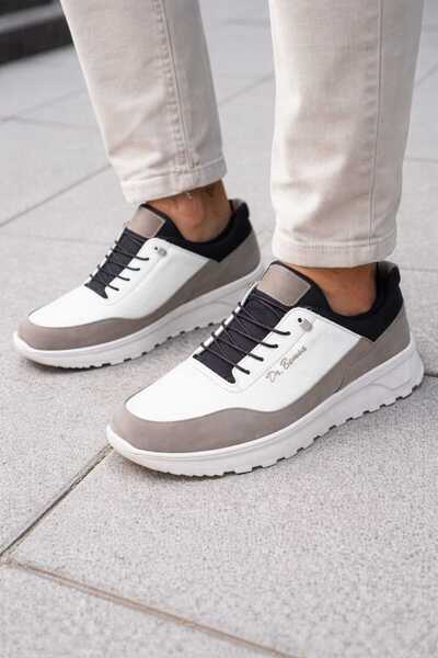 oktay kundura Orthopedic Genuine Leather B506 Summer White Gray Sneakers Casu...